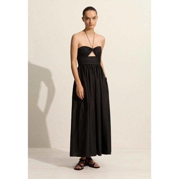Matteau Bandeau Rouched Sundress in Black 2 New Womens Maxi Cotton Gown - Picture 14 of 16